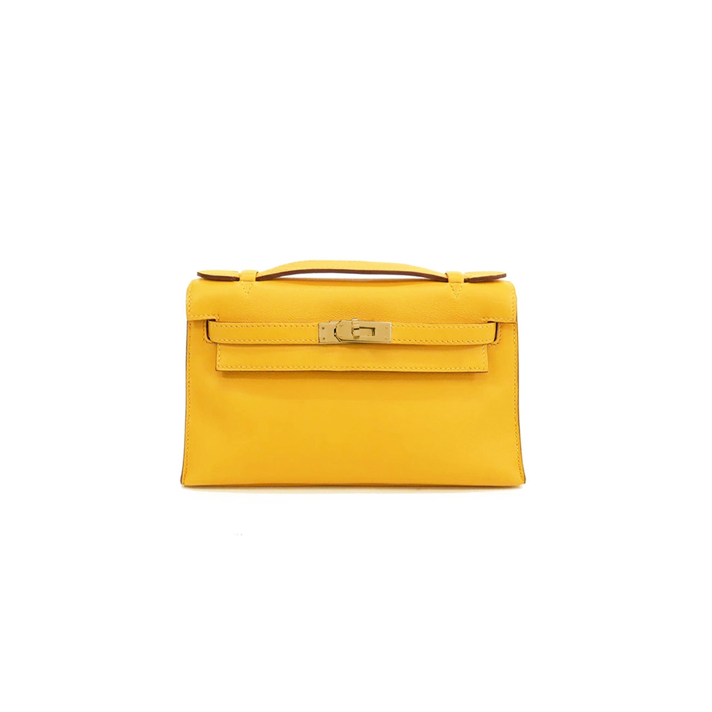 H**mes master kelly pochette jaune d’ swift gold hardware (22*14*7cm)